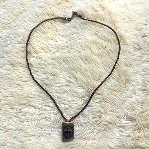 James Avery Sterling Silver Hand Knotted Leather Cross Shield Necklace